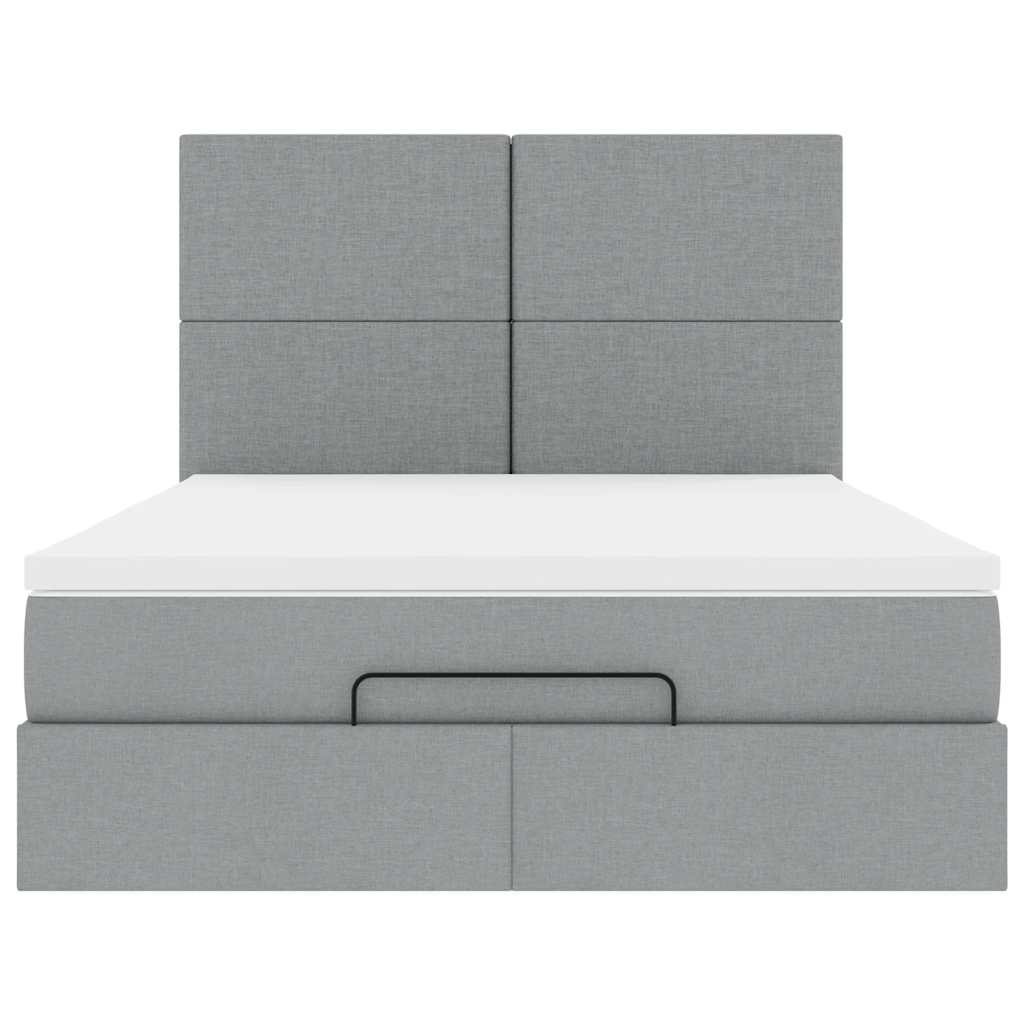 vidaXL Lit ottoman avec matelas et LED gris clair 140x200 cm Tissu
