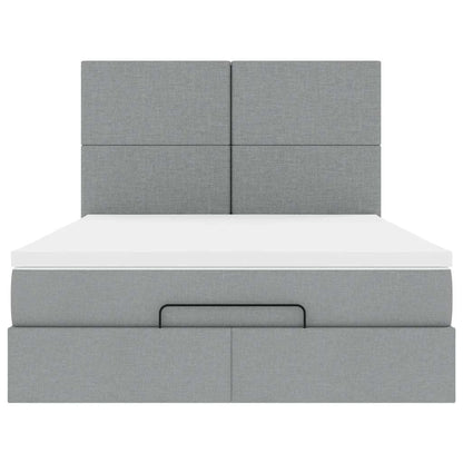 vidaXL Lit ottoman avec matelas et LED gris clair 140x200 cm Tissu