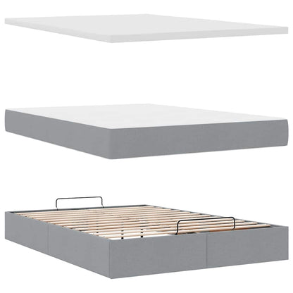 vidaXL Lit ottoman avec matelas et LED gris clair 140x200 cm Tissu