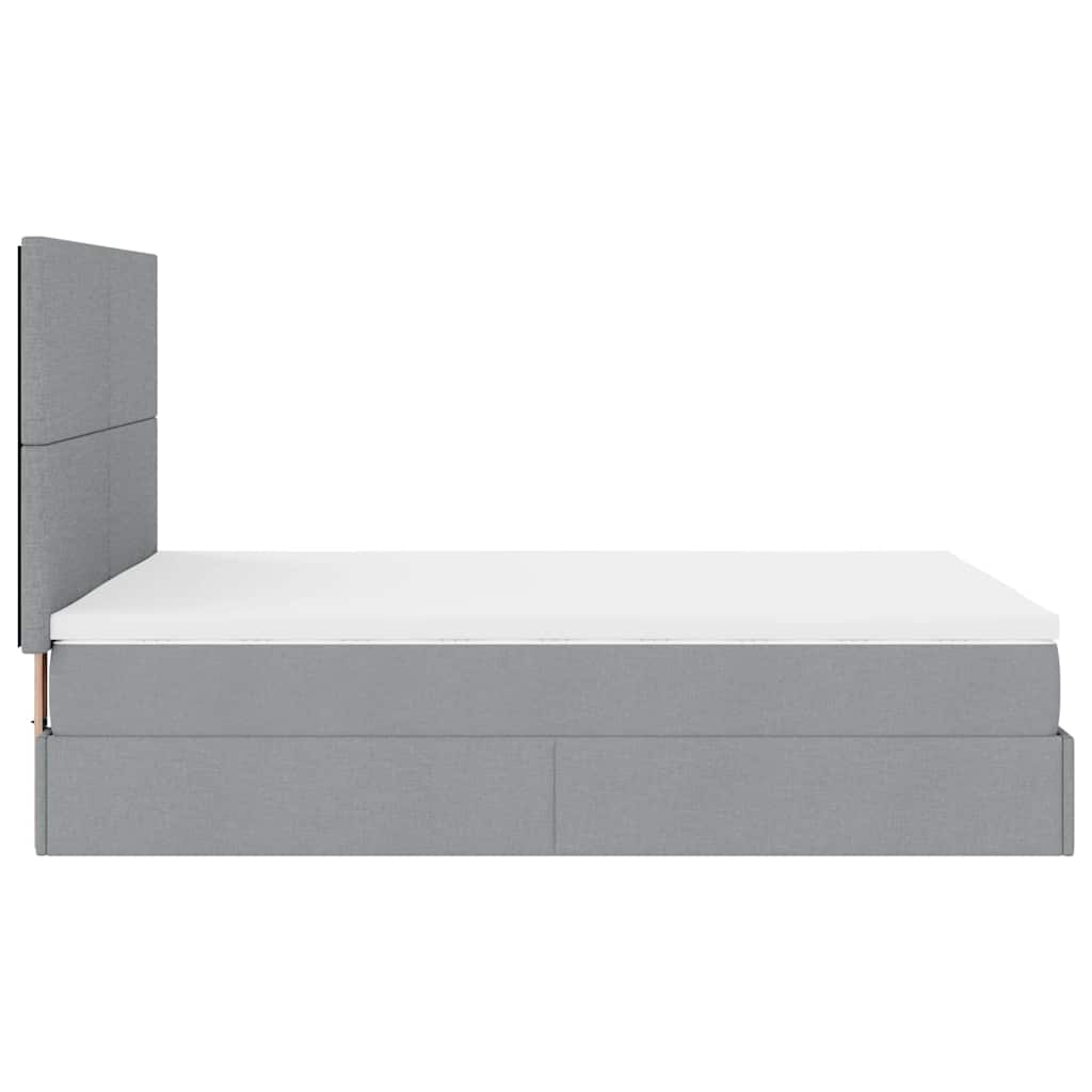 vidaXL Lit ottoman avec matelas et LED gris clair 140x200 cm Tissu
