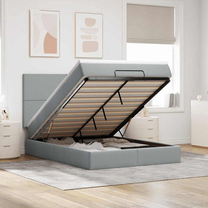 vidaXL Lit ottoman avec matelas et LED gris clair 140x200 cm Tissu