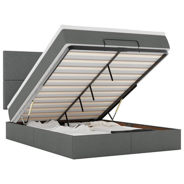 vidaXL Lit ottoman avec matelas et LED gris foncé 140x200 cm tissu