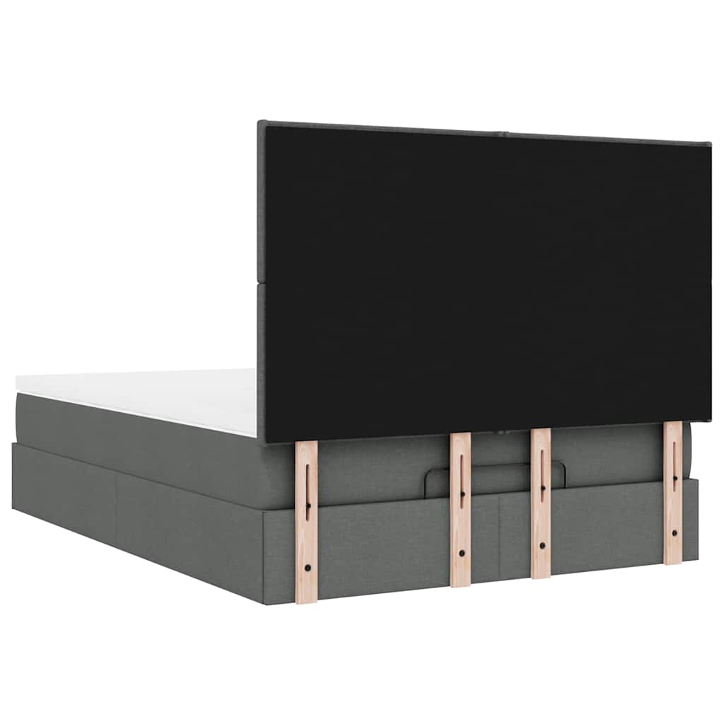 vidaXL Lit ottoman avec matelas et LED gris foncé 140x200 cm tissu