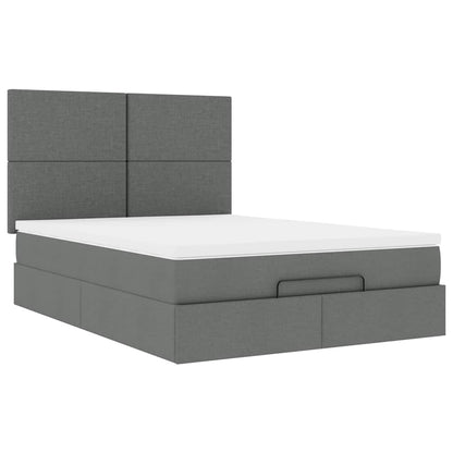 vidaXL Lit ottoman avec matelas et LED gris foncé 140x200 cm tissu