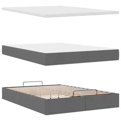 vidaXL Lit ottoman avec matelas et LED gris foncé 140x200 cm tissu
