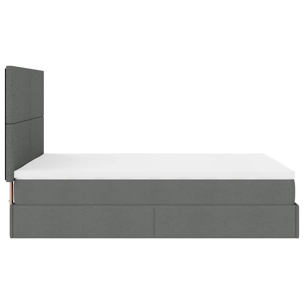 vidaXL Lit ottoman avec matelas et LED gris foncé 140x200 cm tissu