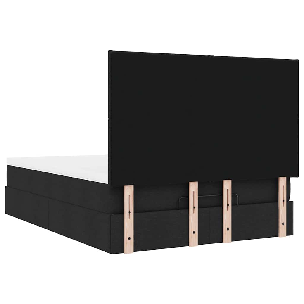 vidaXL Ottoman-Bett mit Matratze & LEDs Schwarz 140x200 cm Stoff