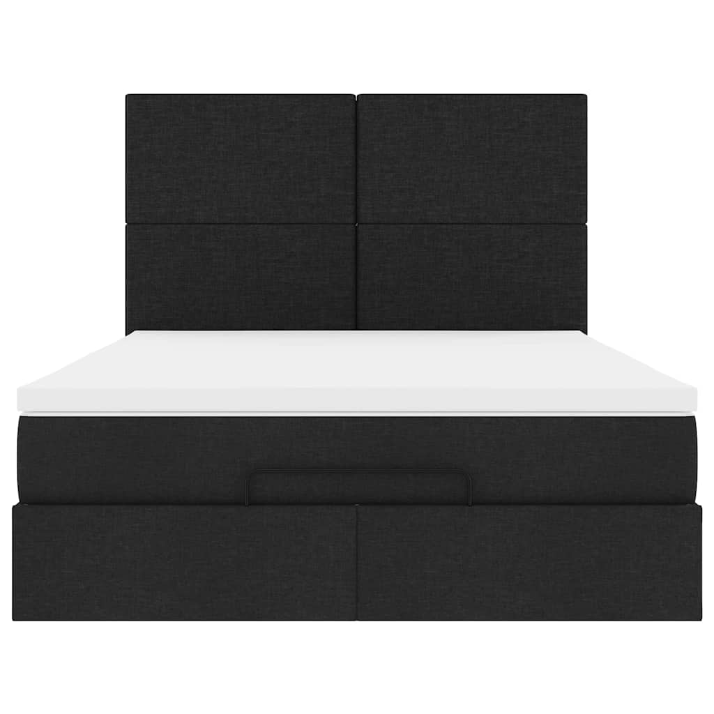 vidaXL Ottoman-Bett mit Matratze & LEDs Schwarz 140x200 cm Stoff