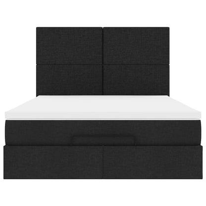 vidaXL Ottoman-Bett mit Matratze & LEDs Schwarz 140x200 cm Stoff