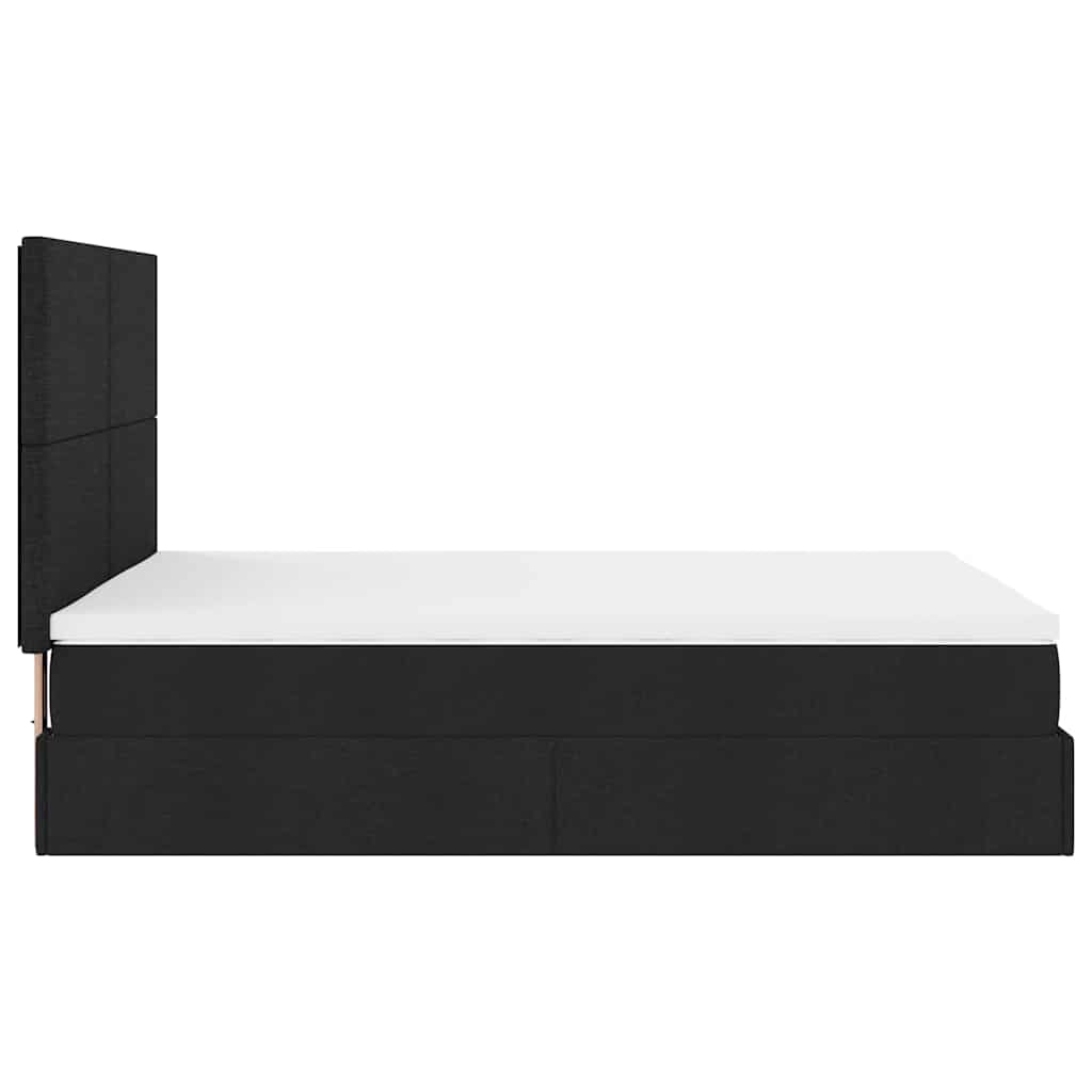 vidaXL Ottoman-Bett mit Matratze & LEDs Schwarz 140x200 cm Stoff