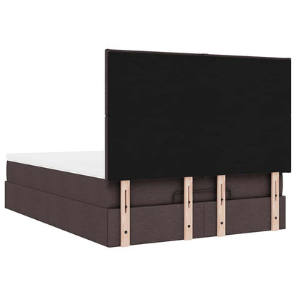 vidaXL Ottoman-Bett mit Matratze & LEDs Dunkelbraun 140x200 cm Stoff
