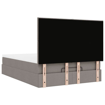 vidaXL Ottoman-Bett mit Matratze & LEDs Taupe 140x200 cm Stoff