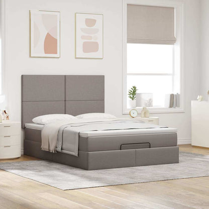 vidaXL Ottoman-Bett mit Matratze & LEDs Taupe 140x200 cm Stoff