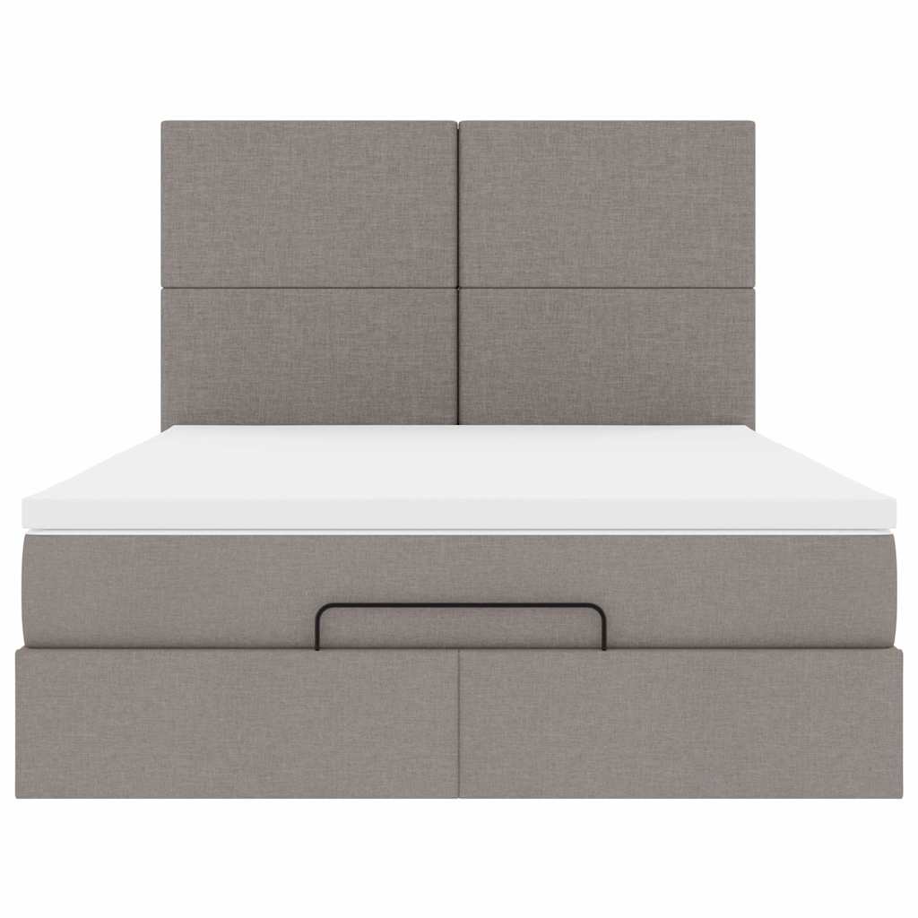 vidaXL Ottoman-Bett mit Matratze & LEDs Taupe 140x200 cm Stoff