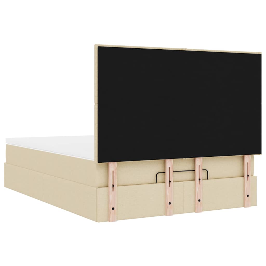 vidaXL Ottoman-Bett mit Matratze & LEDs Creme 140x200 cm Stoff