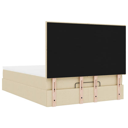 vidaXL Ottoman-Bett mit Matratze & LEDs Creme 140x200 cm Stoff