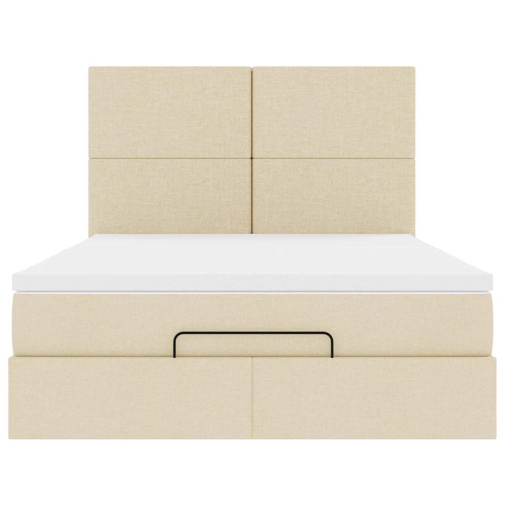 vidaXL Ottoman-Bett mit Matratze & LEDs Creme 140x200 cm Stoff