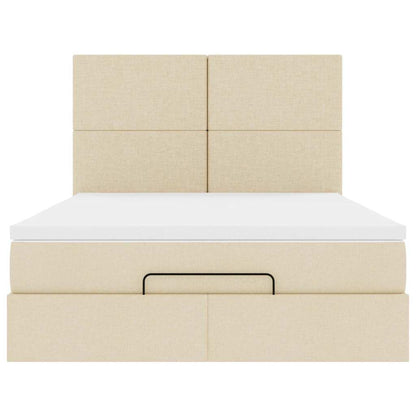 vidaXL Ottoman-Bett mit Matratze & LEDs Creme 140x200 cm Stoff