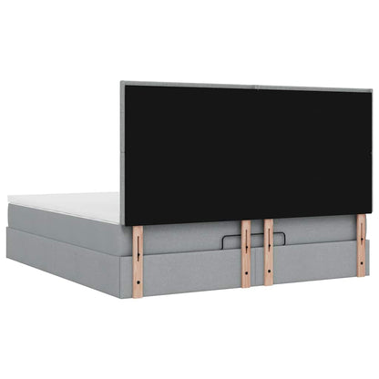 vidaXL Ottoman-Bett mit Matratze & LEDs Hellgrau 160x200 cm Stoff