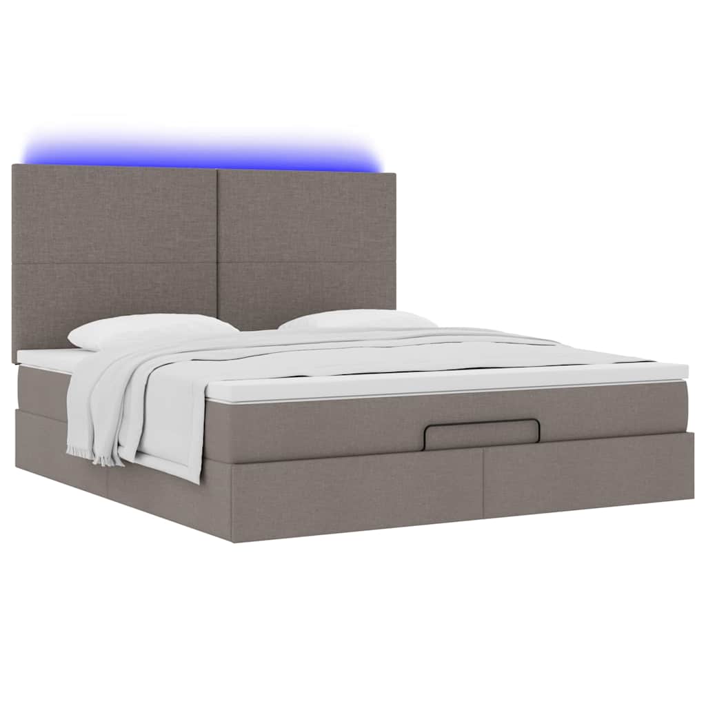 vidaXL Lit ottoman avec matelas et LED Taupe 160x200 cm Tissu