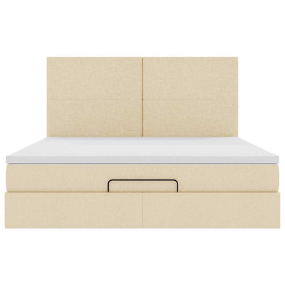 Ottoman-Bett mit Matratze & LEDs Creme 160x200 cm Stoff