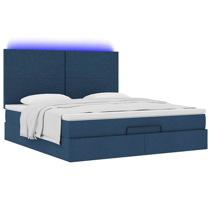 vidaXL Lit ottoman avec matelas et LED bleu 160x200 cm Tissu