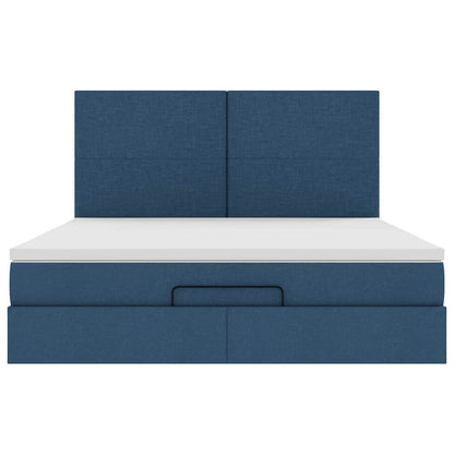 vidaXL Lit ottoman avec matelas et LED bleu 160x200 cm Tissu