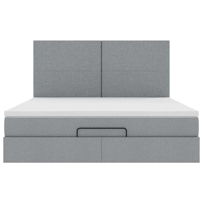 vidaXL Lit ottoman avec matelas et LED gris clair 180x200 cm tissu