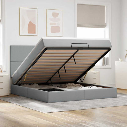 vidaXL Lit ottoman avec matelas et LED gris clair 180x200 cm tissu