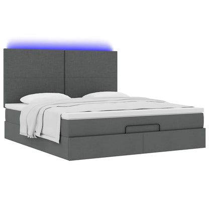vidaXL Lit ottoman avec matelas et LED gris foncé 180x200 cm Tissu