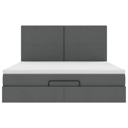 vidaXL Lit ottoman avec matelas et LED gris foncé 180x200 cm Tissu