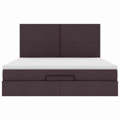 vidaXL Ottoman-Bett mit Matratze & LEDs Dunkelbraun 180x200 cm Stoff