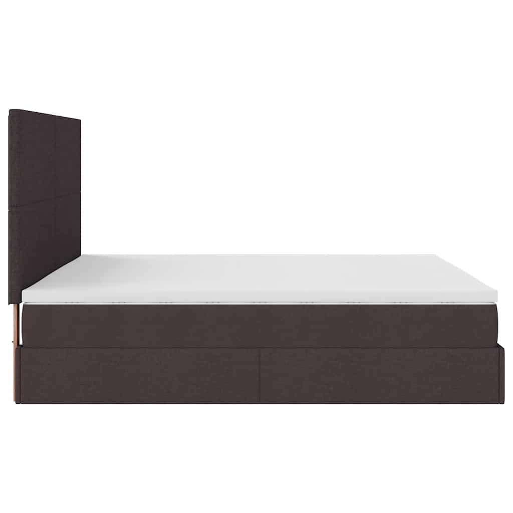 vidaXL Ottoman-Bett mit Matratze & LEDs Dunkelbraun 180x200 cm Stoff