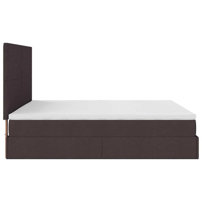 vidaXL Ottoman-Bett mit Matratze & LEDs Dunkelbraun 180x200 cm Stoff