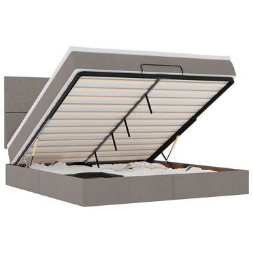 vidaXL Lit Ottoman avec matelas et LED Taupe 180x200 cm Tissu