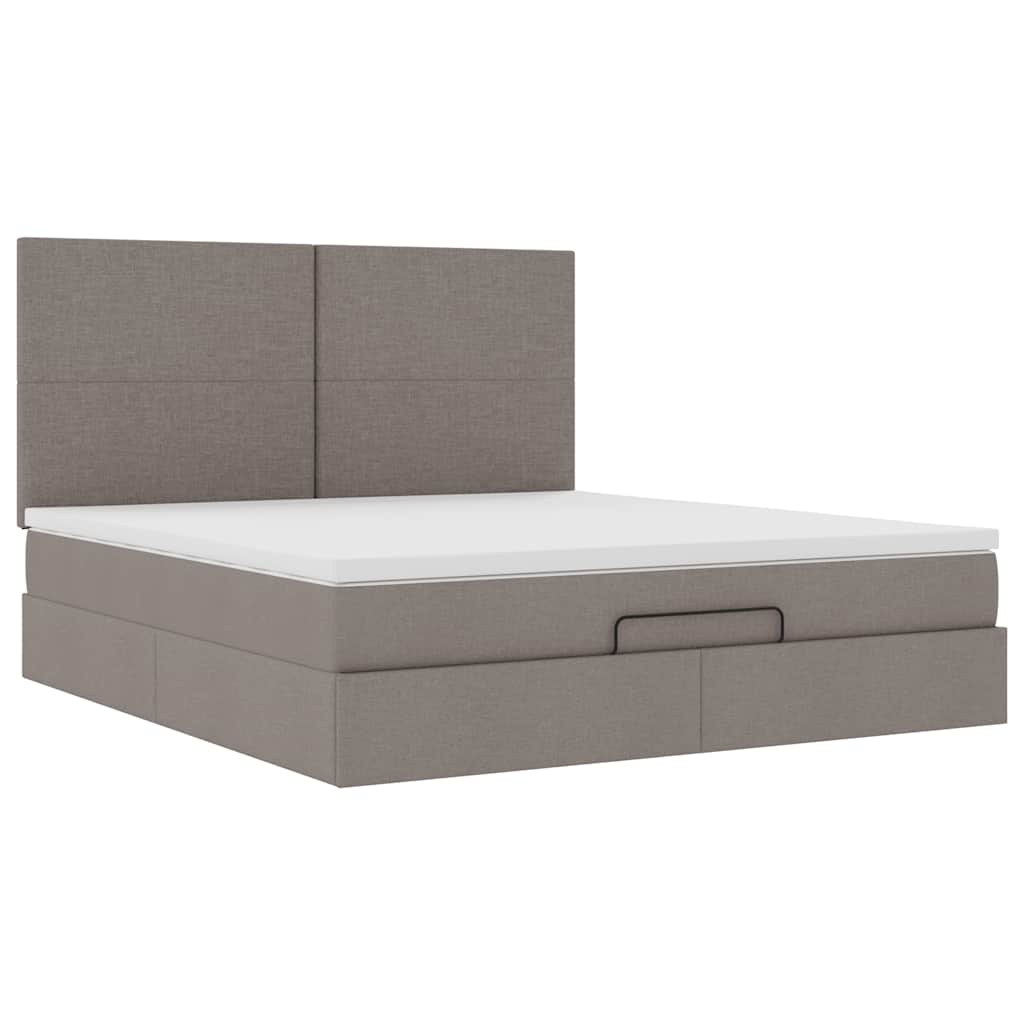 vidaXL Ottoman-Bett mit Matratze & LEDs Taupe 180x200 cm Stoff