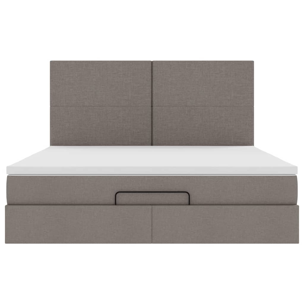 vidaXL Ottoman-Bett mit Matratze & LEDs Taupe 180x200 cm Stoff