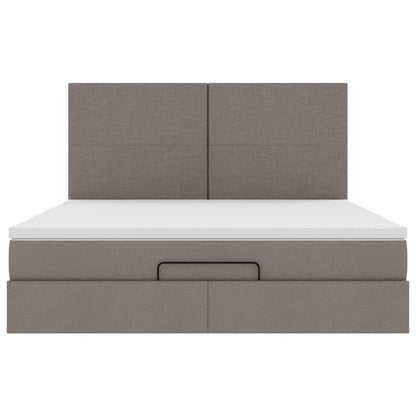 vidaXL Ottoman-Bett mit Matratze & LEDs Taupe 180x200 cm Stoff