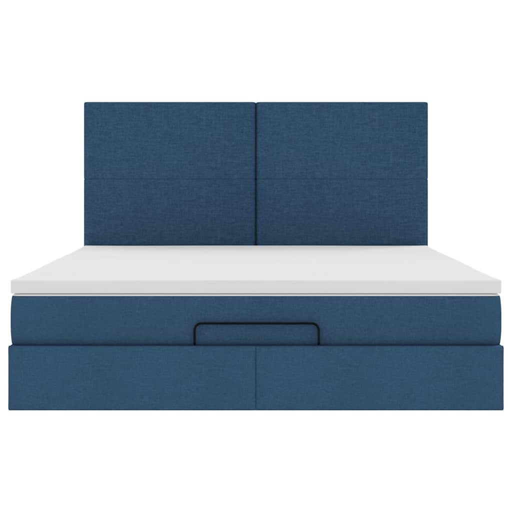 vidaXL Ottoman-Bett mit Matratze & LEDs Blau 180x200 cm Stoff