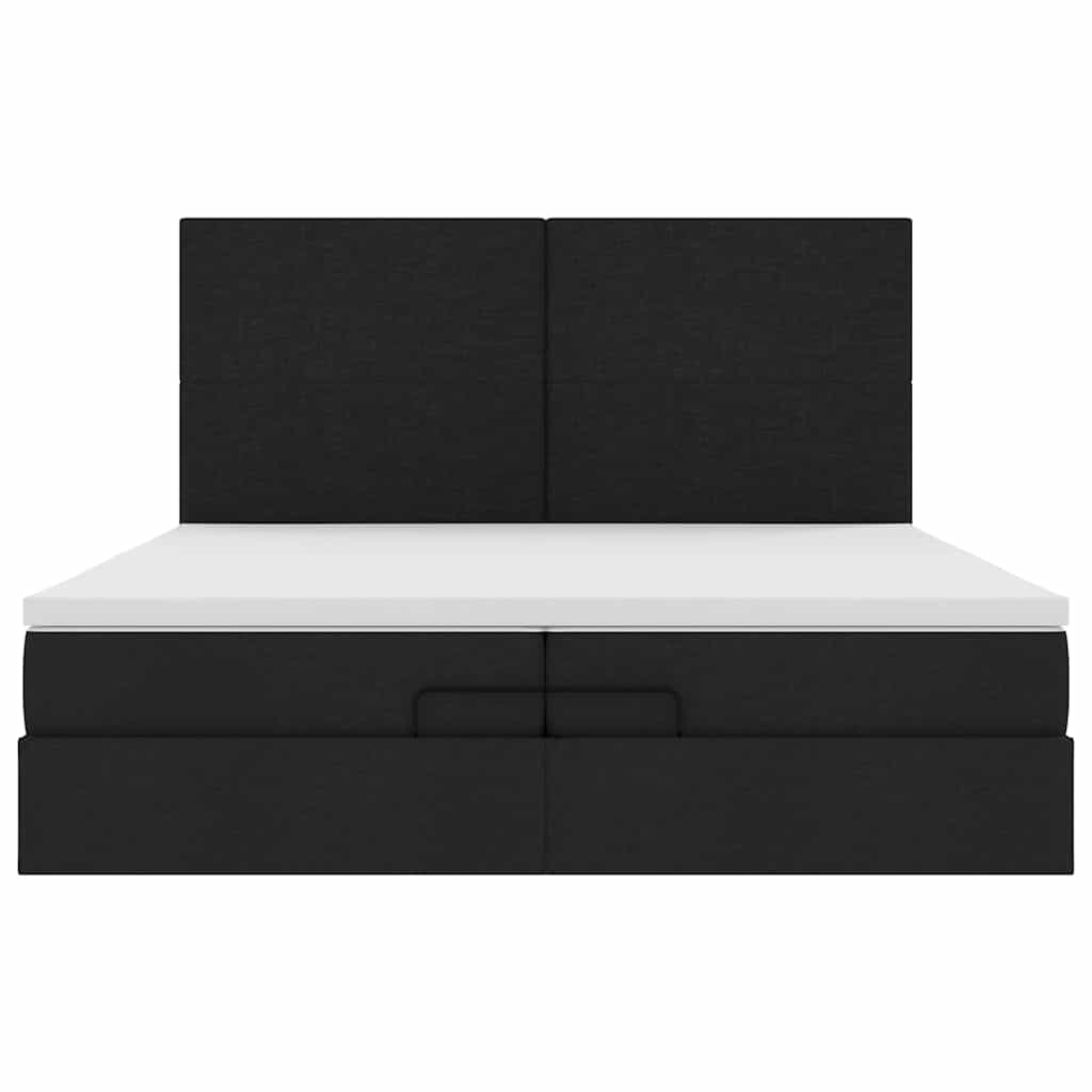 vidaXL Ottoman-Bett mit Matratzen & LEDs Schwarz 200x200 cm Stoff