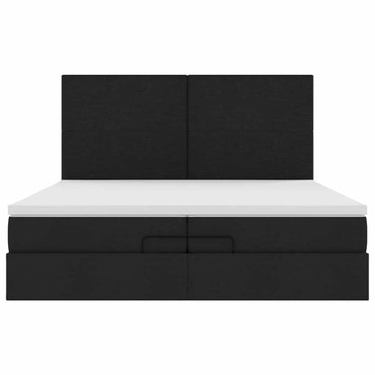 vidaXL Ottoman-Bett mit Matratzen & LEDs Schwarz 200x200 cm Stoff