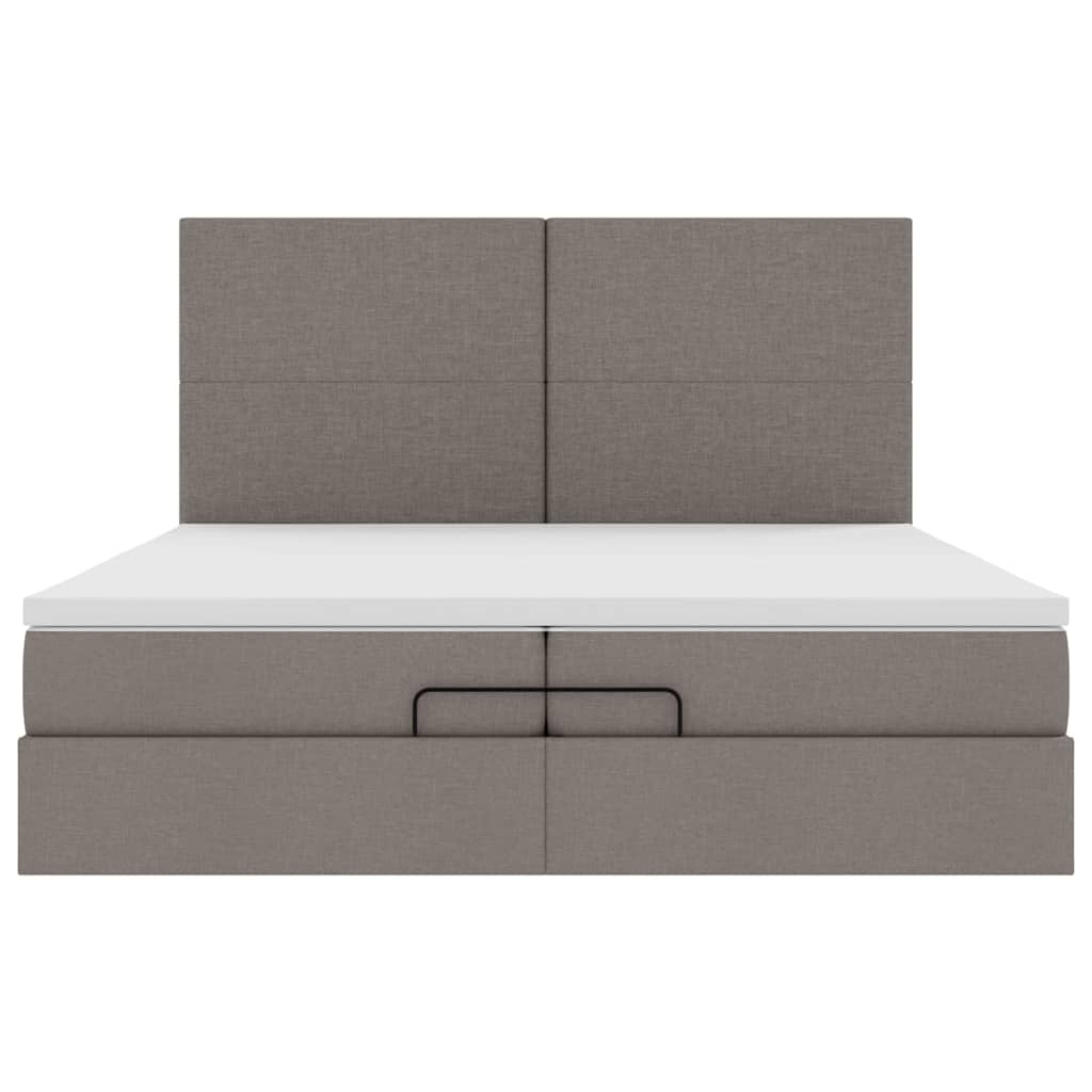 vidaXL Ottoman-Bett mit Matratzen & LEDs Taupe 200x200 cm Stoff