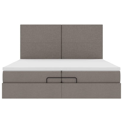 vidaXL Ottoman-Bett mit Matratzen & LEDs Taupe 200x200 cm Stoff