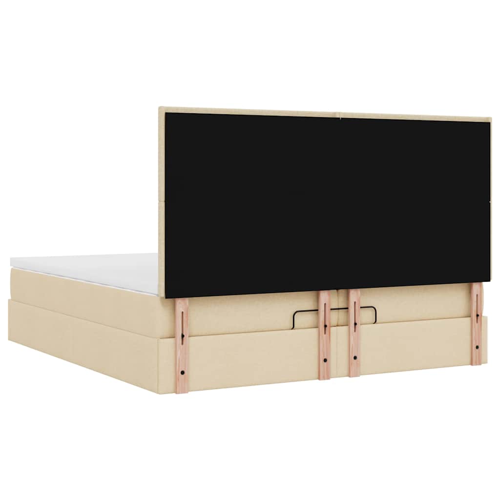 vidaXL Ottoman-Bett mit Matratzen & LEDs Creme 200x200 cm Stoff