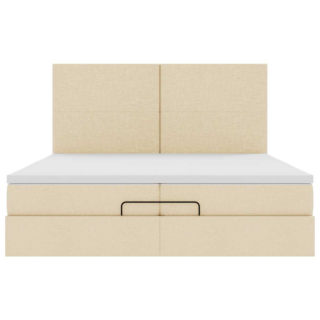 vidaXL Ottoman-Bett mit Matratzen & LEDs Creme 200x200 cm Stoff