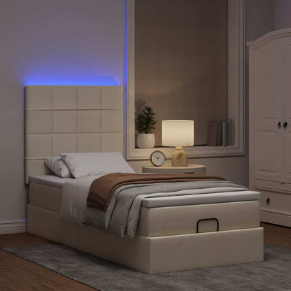 vidaXL Ottoman-Bett mit Matratze & LEDs Creme 80x200 cm Stoff