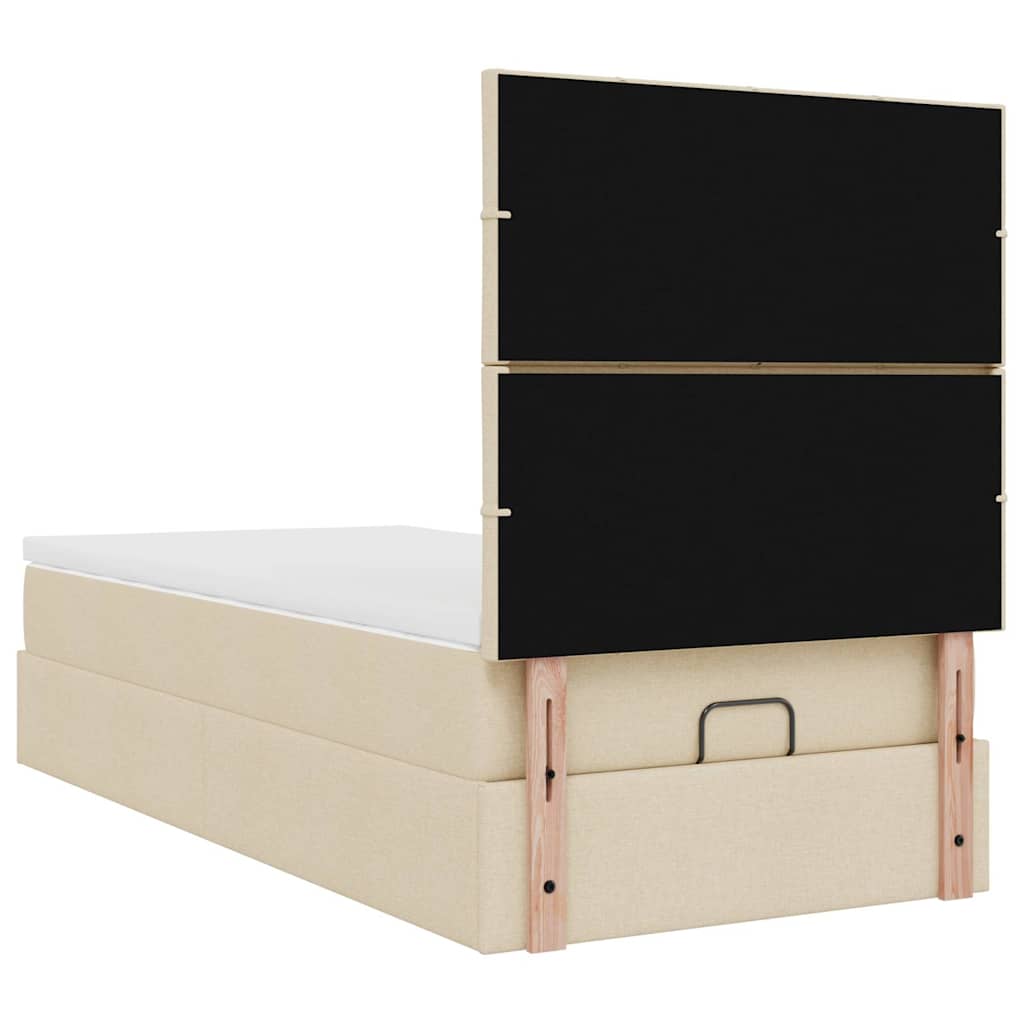 vidaXL Ottoman-Bett mit Matratze & LEDs Creme 80x200 cm Stoff