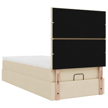 vidaXL Ottoman-Bett mit Matratze & LEDs Creme 80x200 cm Stoff