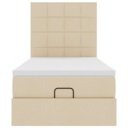 vidaXL Ottoman-Bett mit Matratze & LEDs Creme 80x200 cm Stoff