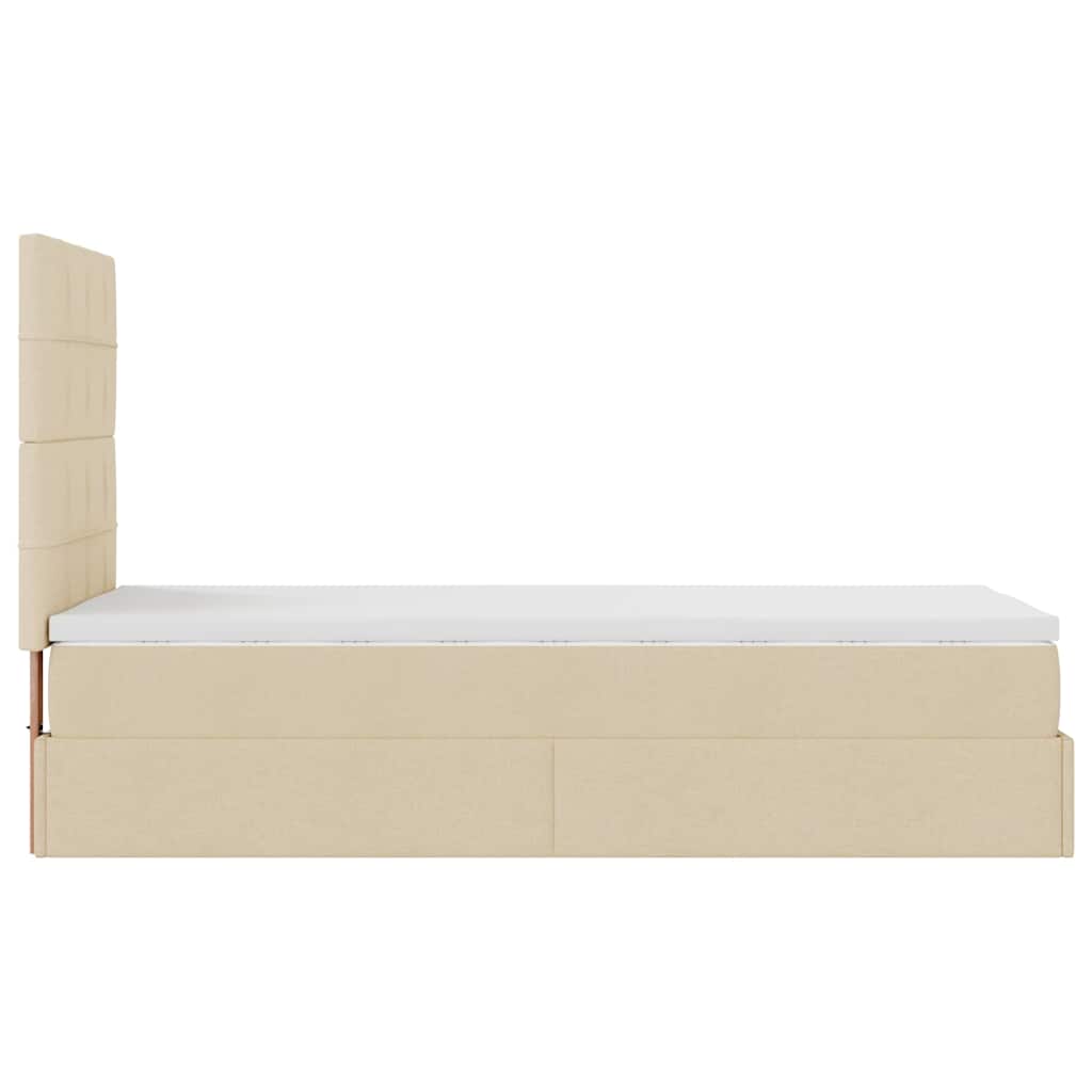 vidaXL Ottoman-Bett mit Matratze & LEDs Creme 80x200 cm Stoff